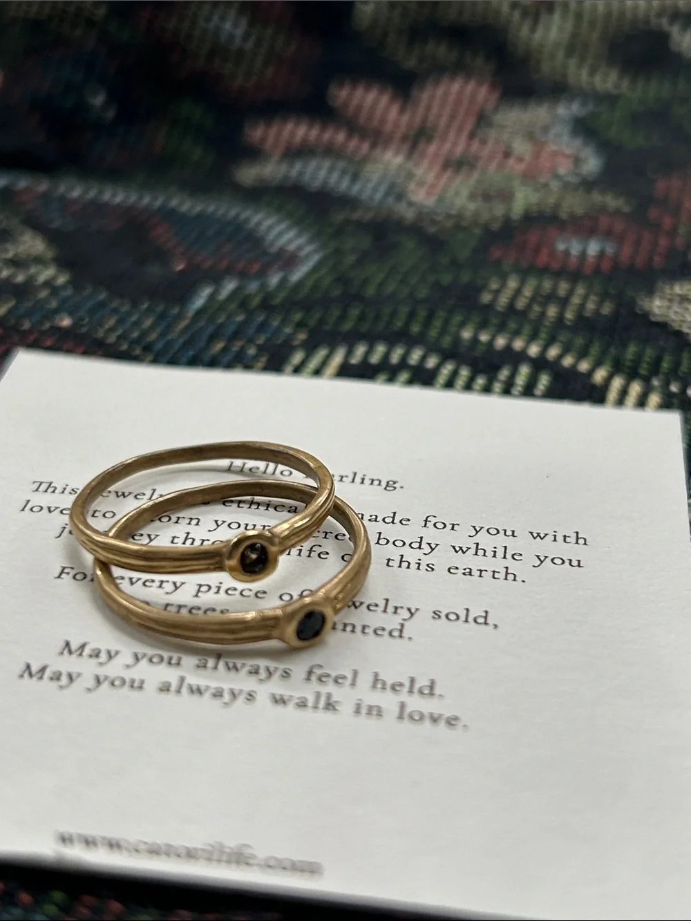 Catori Life Bronze Black Stone Stacking Rings Size 8.5 – Set of 2